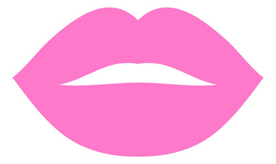 Pink lips icon. Woman lipstick symbol. Kiss mark