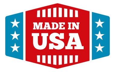 Made in USA badge. Vintage tag with stars and stripes