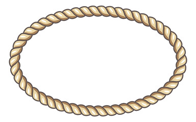 Rope frame. Decorative cord. Oval shape border