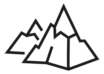 Mountains icon. High peaks in linear style. Mountaineering logo