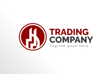 Isolated Modern Trading Company Logo Template in Red and Black Color for your Company, Business, Brand, and Many More