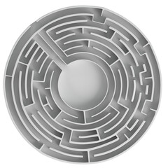 3d rendering illustration of a circular labyrinth