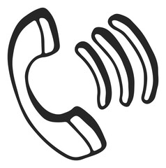 Ringing phone icon. Old telephone handle with sound symbol