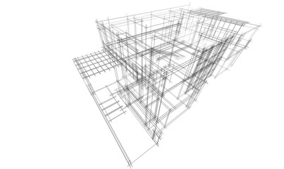 Modern architecture 3d illustration