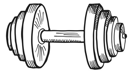 Barbell sketch. Hand drawn gym sign. Power lifting symbol