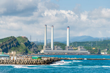 Building view of the Keelung Hsieh-ho Power Plant in Taiwan Power Company, it is the only fully oil-fired power plant in Taiwan.