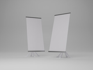 Roll-up stand banner mockup 3d rendering  
