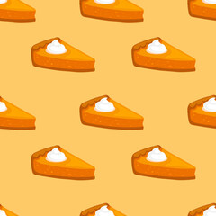 Pumpkin pie with cream seamless pattern