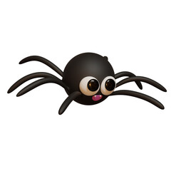 Araña de halloween, tierno y lindo con fondo transparente PNG. Ilustración 3D