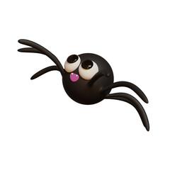 Araña de halloween, tierno y lindo con fondo transparente PNG. Ilustración 3D