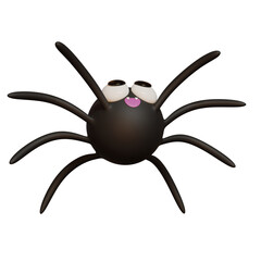 Araña de halloween, tierno y lindo con fondo transparente PNG. Ilustración 3D