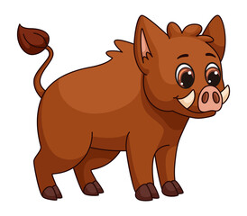 Cartoon hog. Cute wild pig. Forest boar