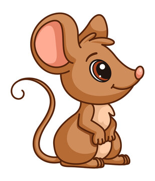Cute mouse. Cartoon rat character. Smiling animal