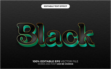 Black 3d editable vector text effect style