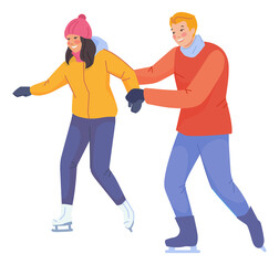 Guy training girl ice skating. People having fun together © ssstocker