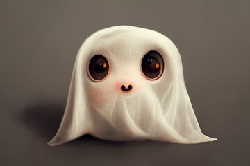 cute illustration of a dog dressed as a ghost