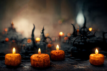 Obraz na płótnie Canvas pumpkin orange candle illustration with halloween atmosphere
