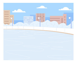Obraz premium Urban ice rink background. City skating scene landscape