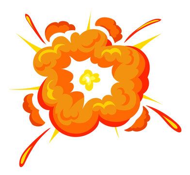 Cartoon explosion effect. Colorful comic fire blast