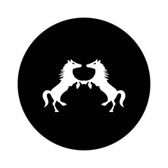 Circle  two horse animal vector logo design 
