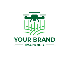Simple Drones for Agriculture logo with abstract scene. suitable for Farming and Agriculture logo