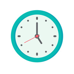 The round clock face shows the scheduled time.