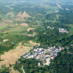Fototapeta premium Aerial view of village in countryside, China