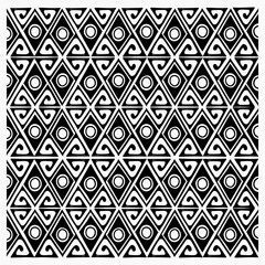 Seamless ethnic and geometric hand drawn pattern. Black and white for print