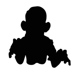 halloween zombie black silhouette vector illustration isolated on a white background