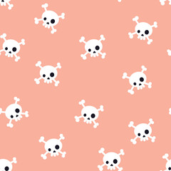 Pattern with skulls on a pink background