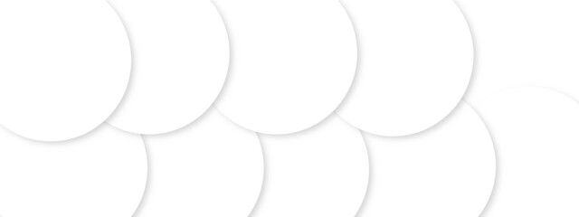 Abstract white geometric overlapping circle ring pattern, design of technology background with shadow. Vector illustration. You can use for add, poster, design artwork, template, banner, wallpaper
