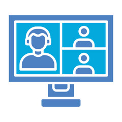 Video Conference Glyph Two Color Icon