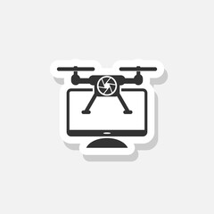 Drone monitor icon sticker isolated on white background