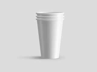 Paper coffee takeaway cups stack mockup template, isolated on light grey background.