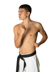 Fototapeta premium 19 Year Old Practacing a Karate Body Block