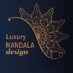 set of vector design templates. Business card with floral circle ornament.mandala style.luxury gold.