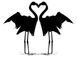 Dancing Flamingo Silhouette for Icon, Symbol, Logo, Art Illustration, Pictogram, Website, or Graphic Design Element. Format PNG