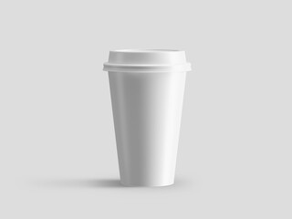 Paper coffee takeaway cup mockup template, isolated on light grey background.