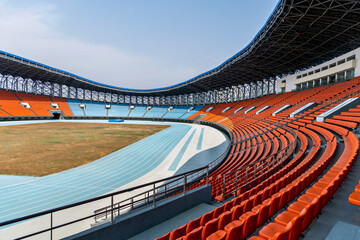 Big empty stadium in a city