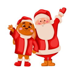 Santa with a rabbit. Santa claus and symbol of the new year 2023. Christmas characters isolated on white background. Winter holidays.