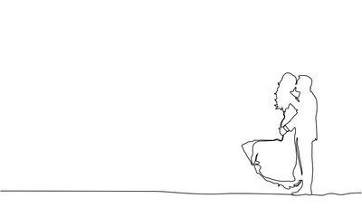 Abstract line art couple wedding silhouette illustration vector design