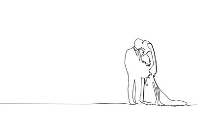 Abstract line art couple wedding silhouette illustration design vector