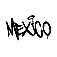 Graffiti spray paint Word Mexico Isolated Vector
