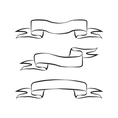 Obraz premium Clipart ribbon banner outline drawing design vector