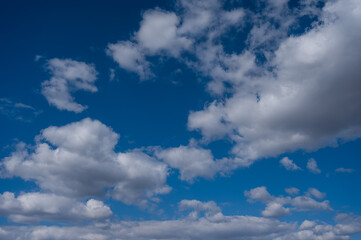 Fototapeta na wymiar Cumulus clouds against the blue sky on a summer day.