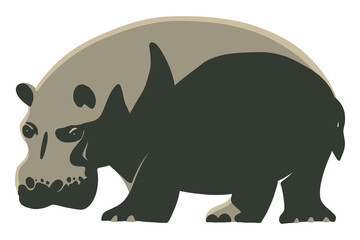 Hippopotamus - hand drawn - vector illustration