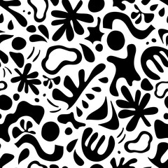 Organic and abstract seamless surface pattern design. Contemporary print. Fashion design template. Transparent background