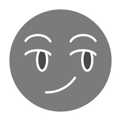 Smirking Greyscale Glyph Icon