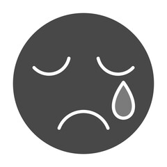 Crying Greyscale Glyph Icon