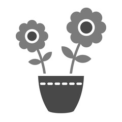 Flower Pot Greyscale Glyph Icon